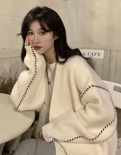 Casual V Neck Chich Knitted Cardigan Sweaters
