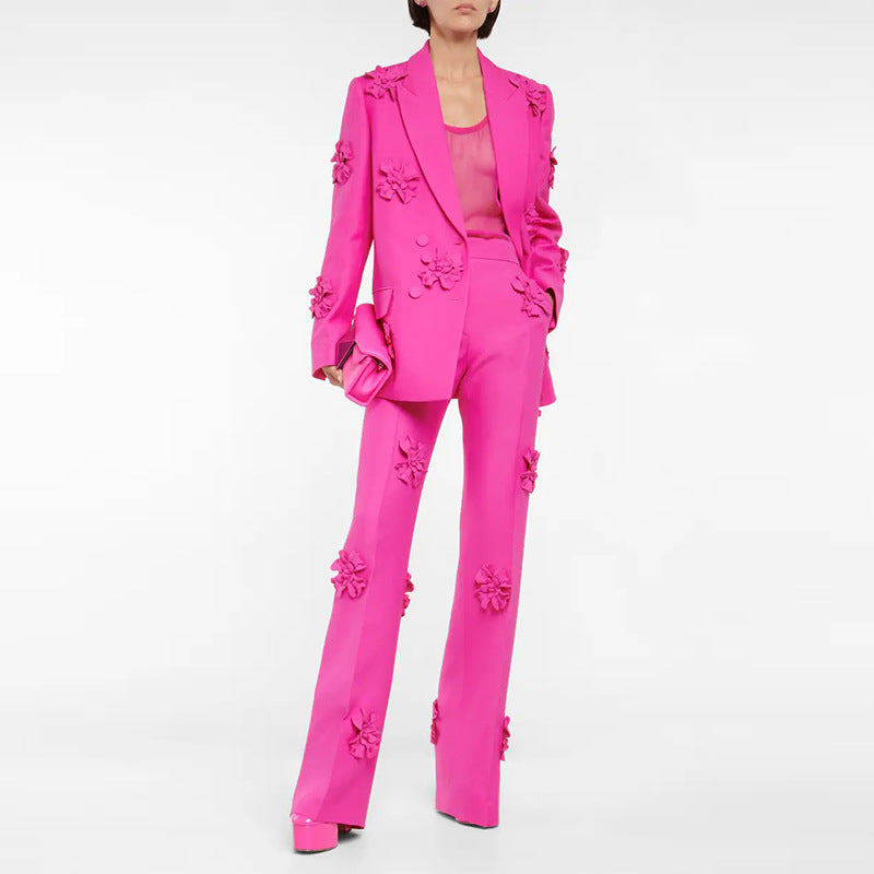 Luxury Designed 3d Floral Blazers & Trumpet Pants