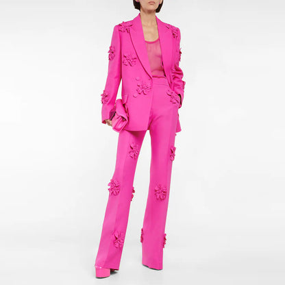 Luxury Designed 3d Floral Blazers & Trumpet Pants
