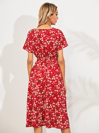 Summer Floral Print Short Sleeves Summer Daily Dresses