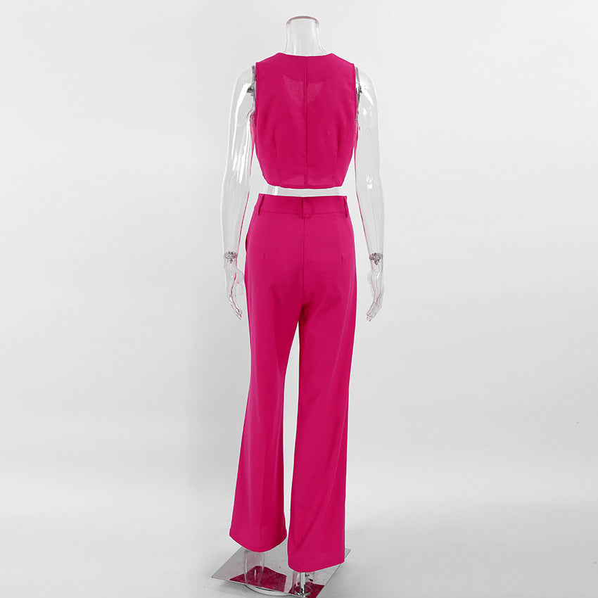 Casual Summer Sleeveless Vest and Long Pants Suits