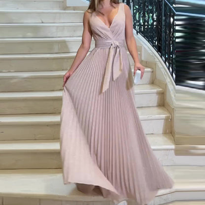 Sexy Fashion V Neck High Waist Sleeveless Evening Dresses