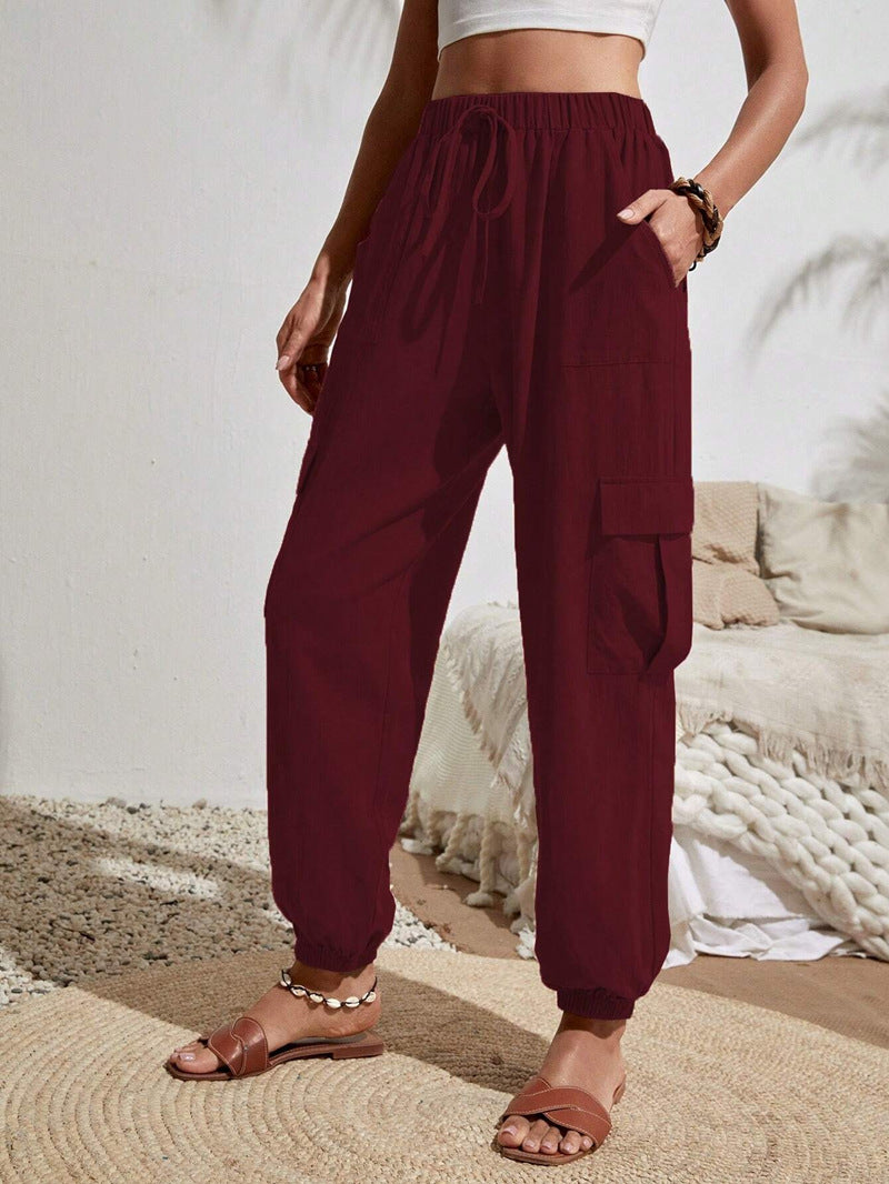 Casual Women Pockets Trousers