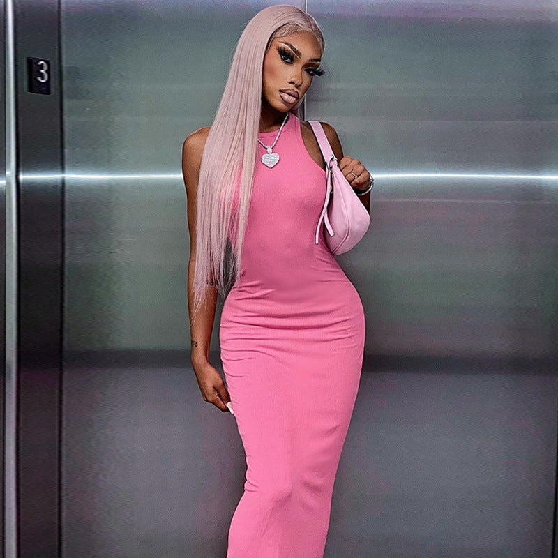 Sexy Fashion Round Neck Sleeveless Long Dresses