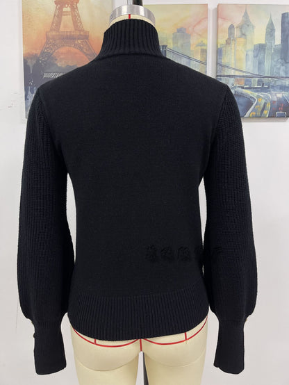 Casual High Neck Beaded Women Sweaters