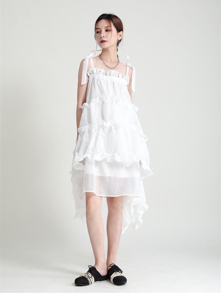 Designed Summer Irregular Spaghetti Straps Mini Dresses