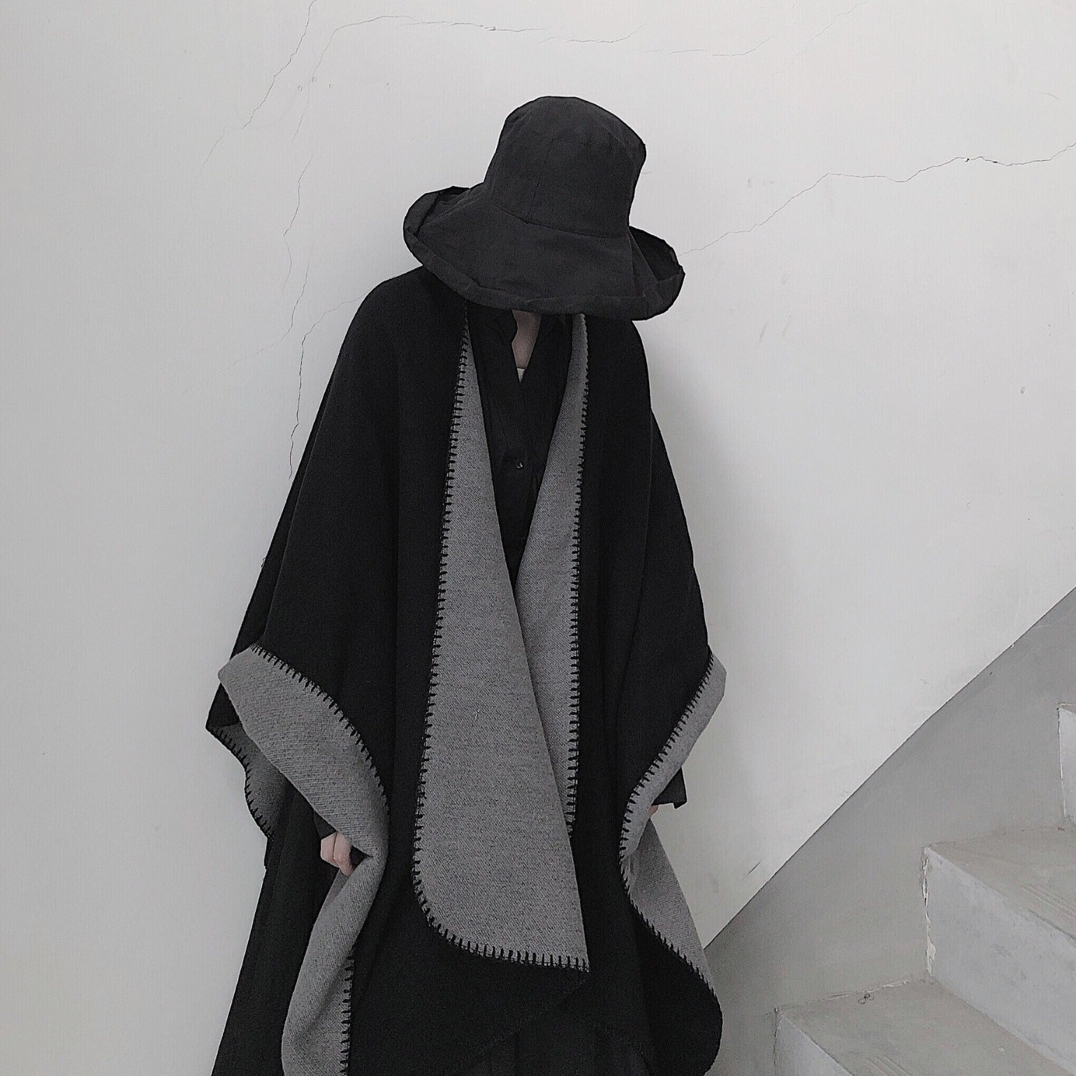 3 in 1 Faux Cashmere Black Warm Cloak Scarves