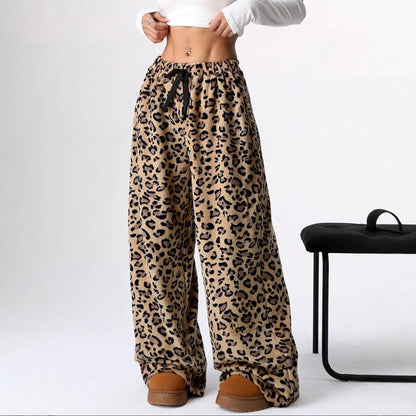Casual Leopard Leopard Women Wide-leg Pants