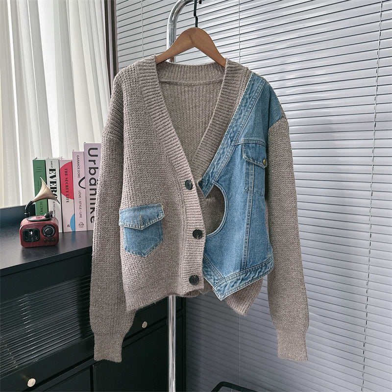 Designed Casual V Neck Knitted Cardigan Sweaters