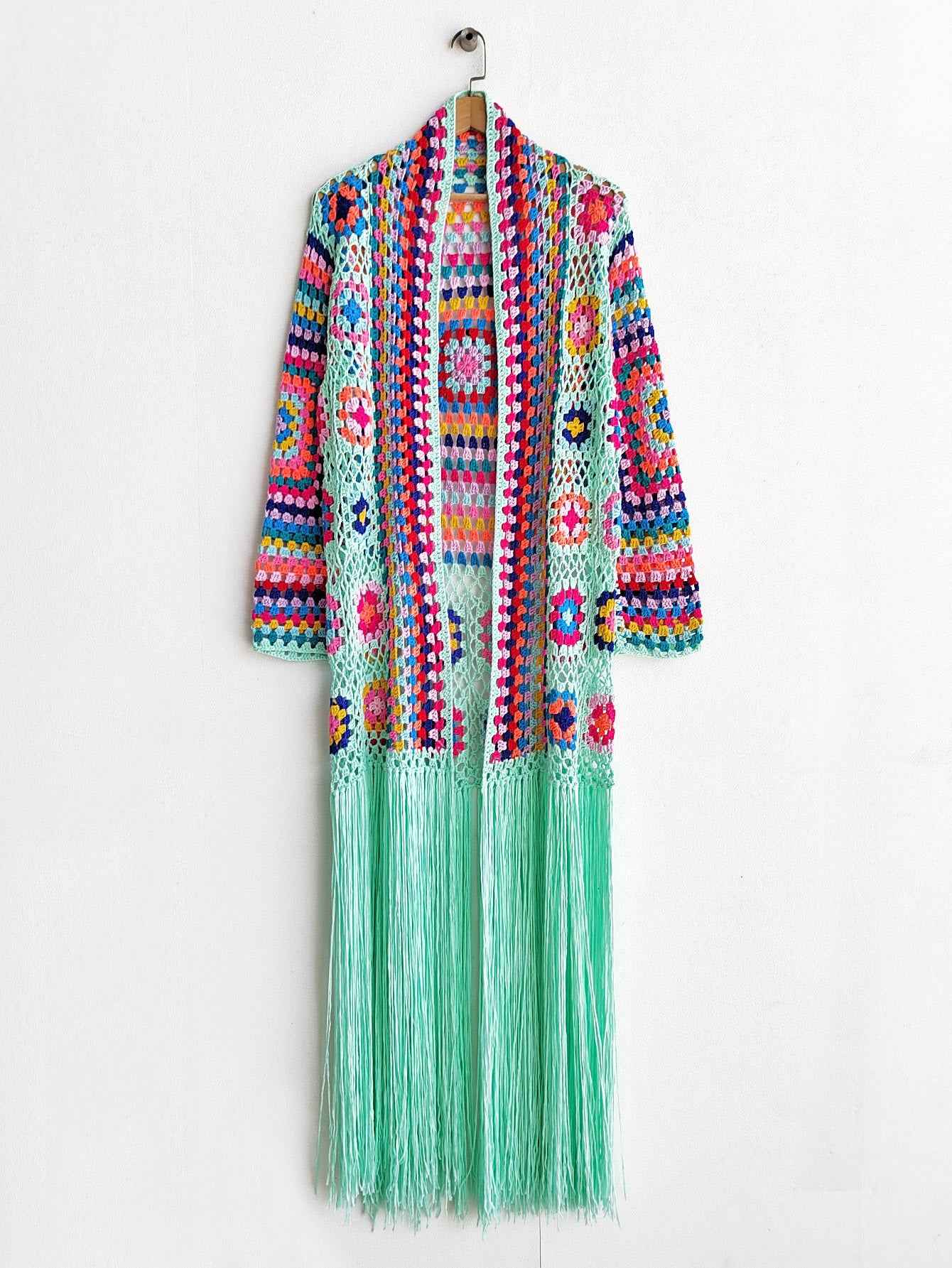 Colorful Crochet Irregular Tassels Coats for Women