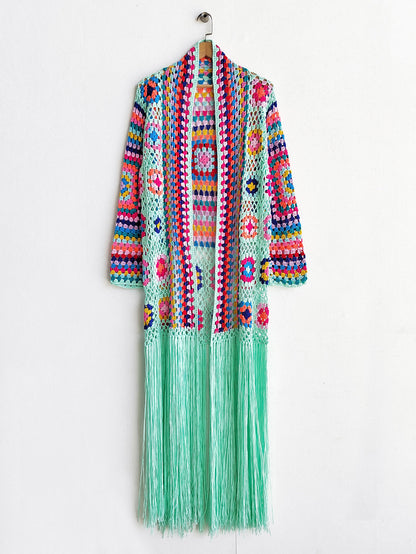 Colorful Crochet Irregular Tassels Coats for Women