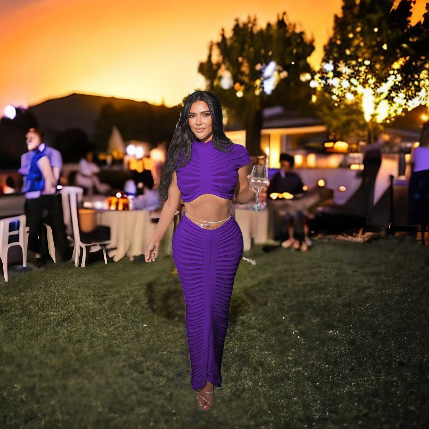 Sexy See Through Knitted Night Party Dress Suits