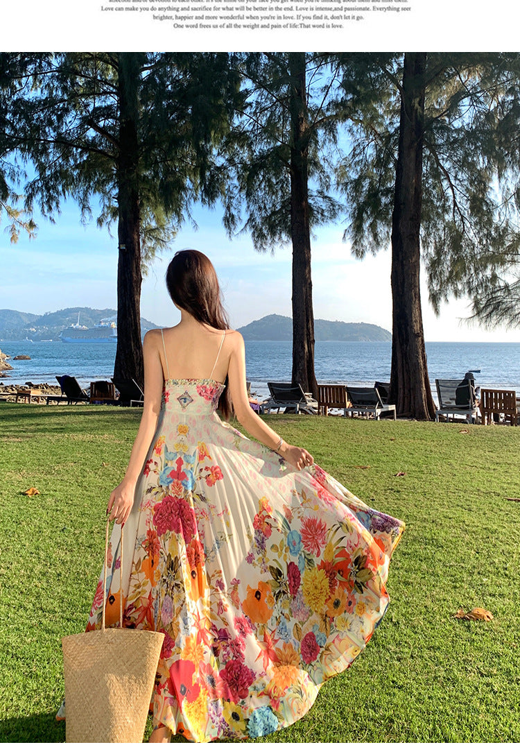 Colorful Oil Painting Summer Holiday Dresses for Women