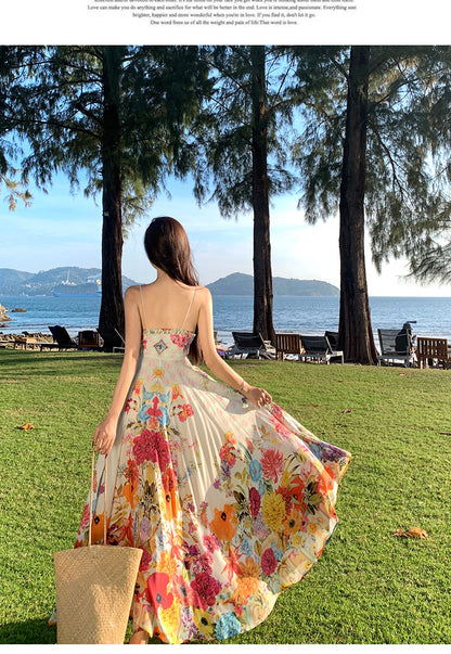 Colorful Oil Painting Summer Holiday Dresses for Women