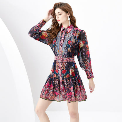Vintage Designed Long Sleeves Short Dresses