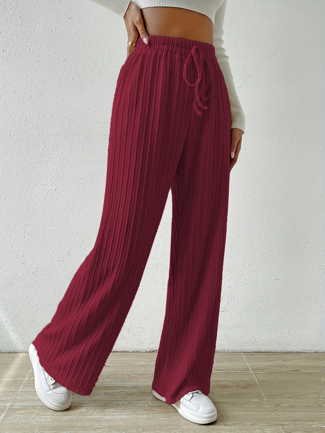 Casual Elastic High Waist Wide Legs Pants for Women