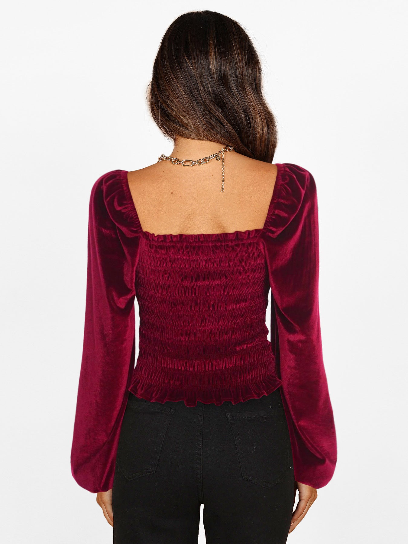 Elegant Designed Velvet Long Sleeves T Shirts