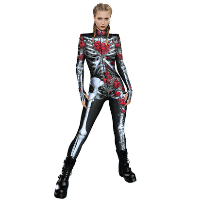 Halloween Skeleton Long Sleeves Jumpsuits Cosplay Costumes