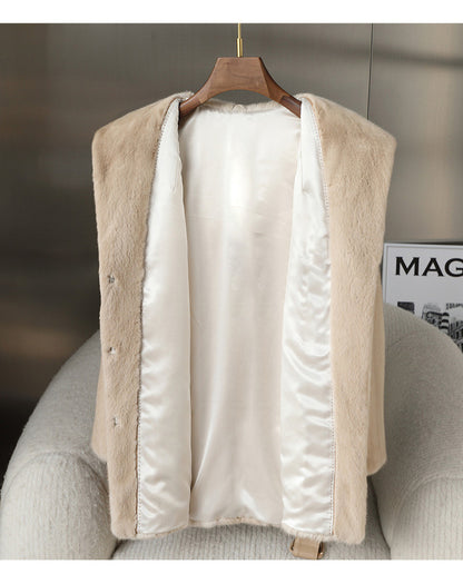 Casual Faux Fur Midi Length Jacket Coats