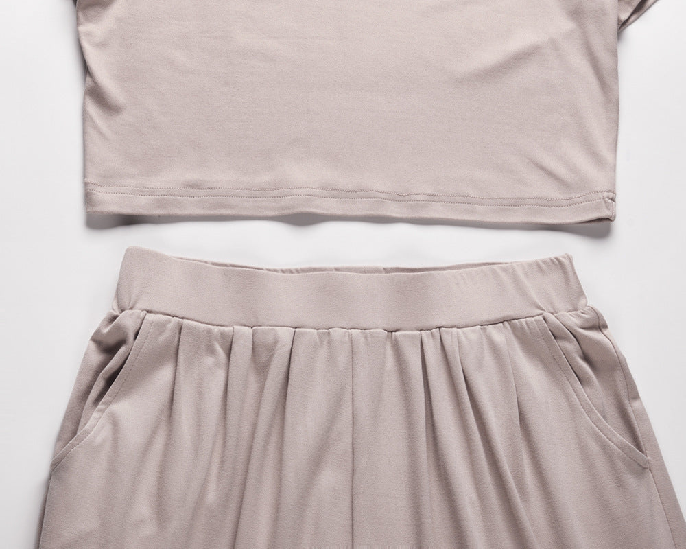 Casual Summer Short Sleeves Shirts & Wide Legs Pants for Women