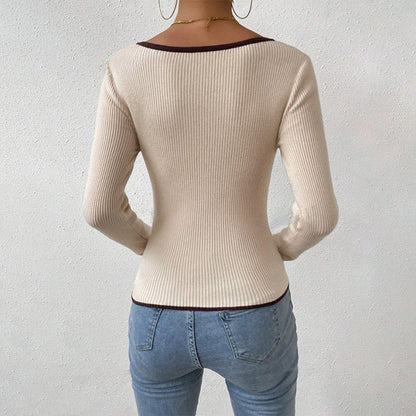 Fashion Women V Neck Knitted Shirts