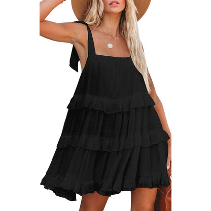 Casual Summer Ruffled Cake Style Mini Dresses