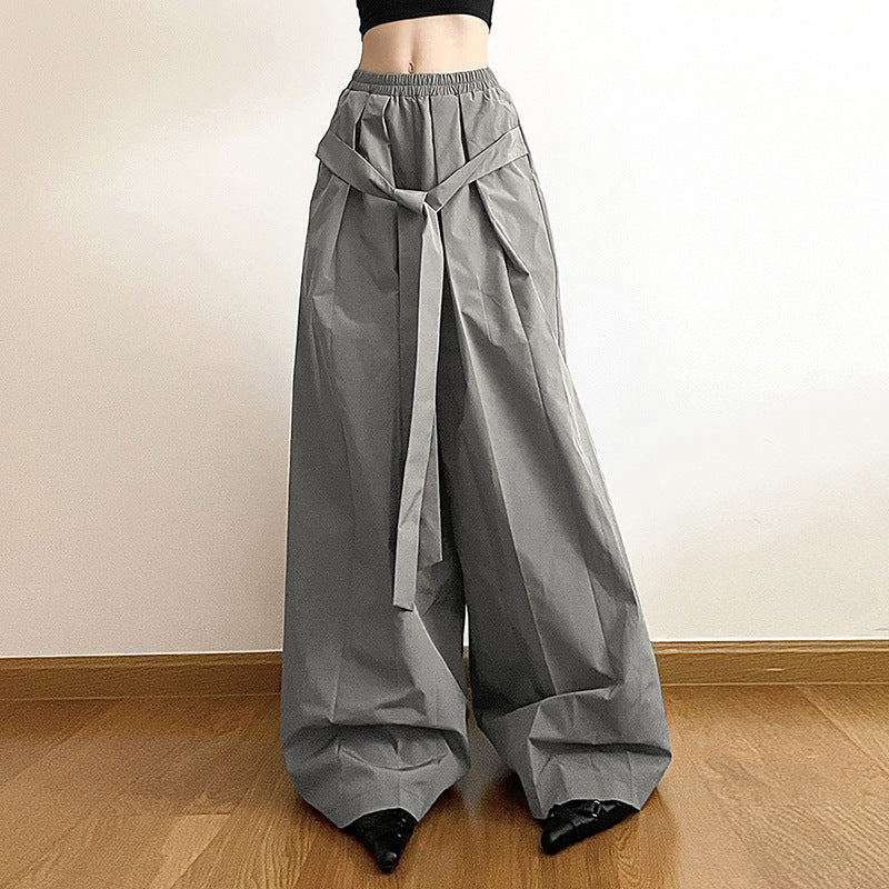Casual High Waist Summer Black Wide Legs Pants