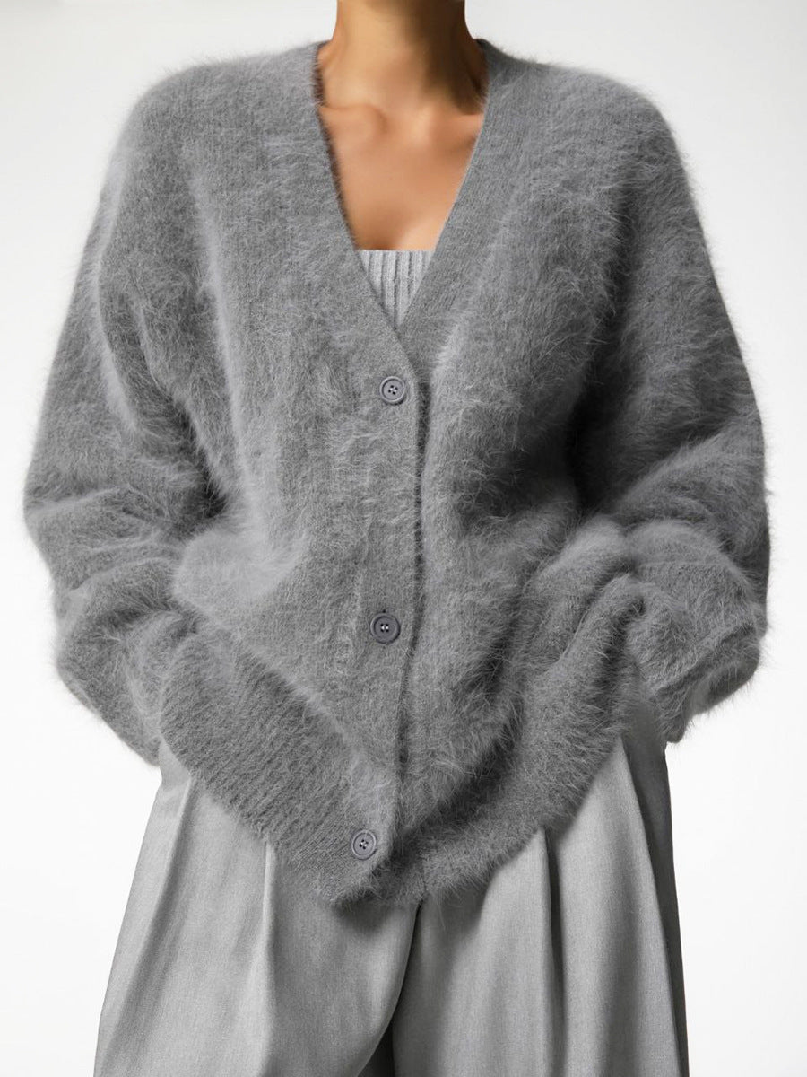 Casual V Neck Long Sleeves Knitted Sweaters