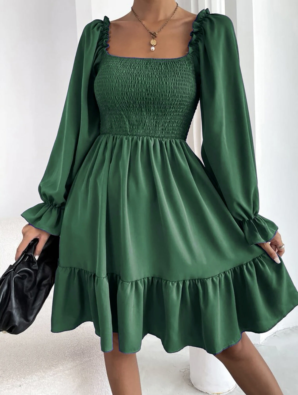 Casual Square Neckline High Waist Women Dresses
