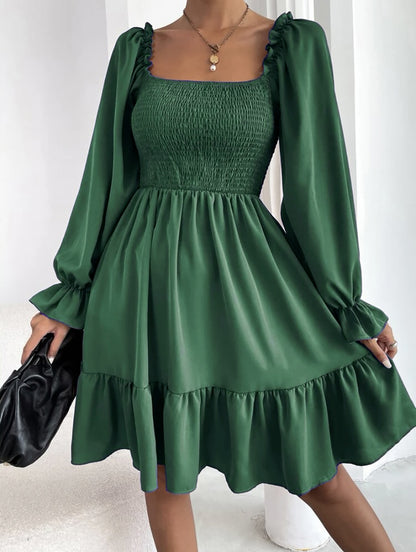 Casual Square Neckline High Waist Women Dresses