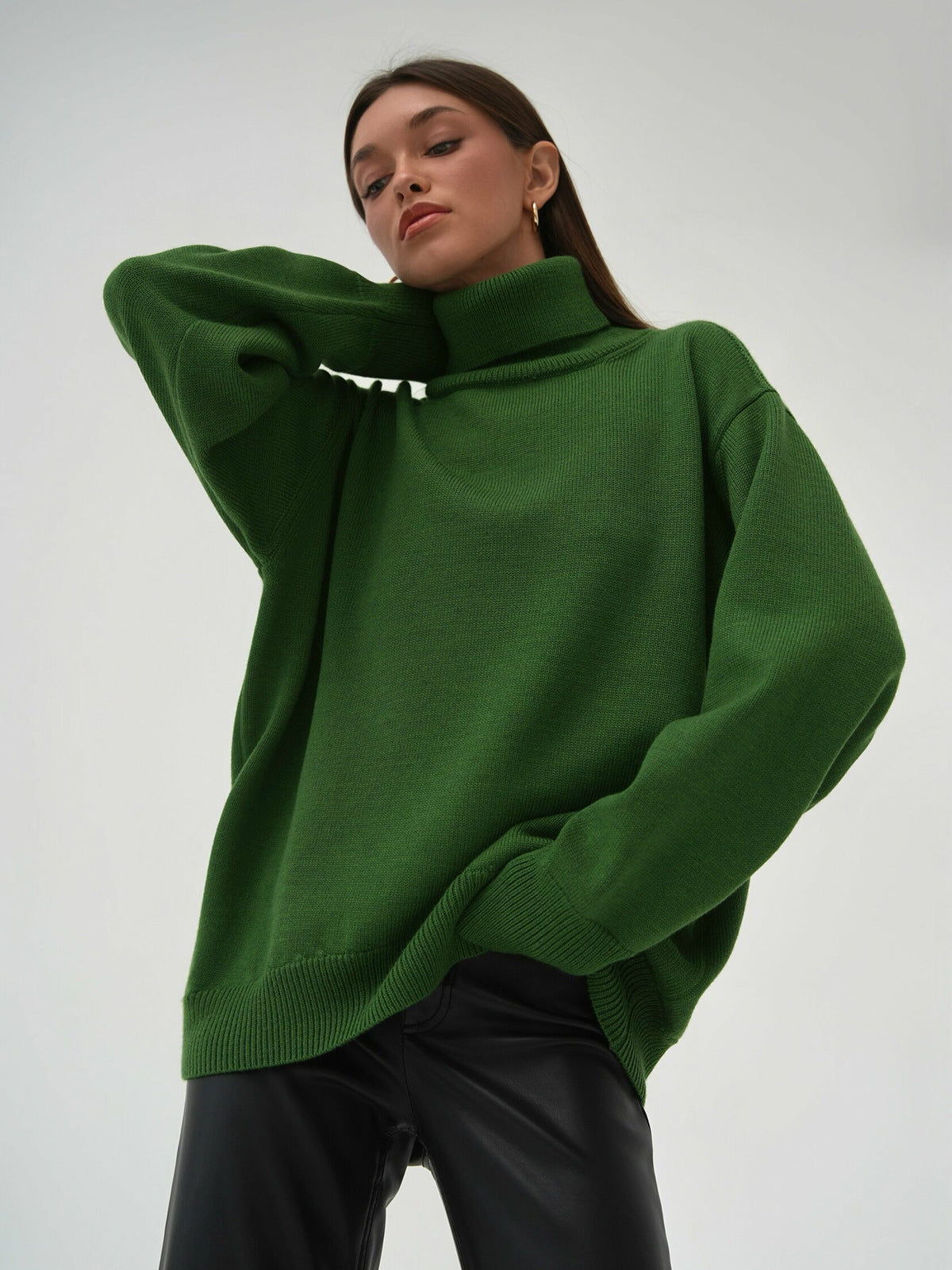 Fashion High Neck Knitted Pullover Sweaters for Women