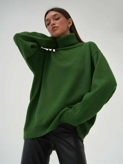Fashion High Neck Knitted Pullover Sweaters for Women