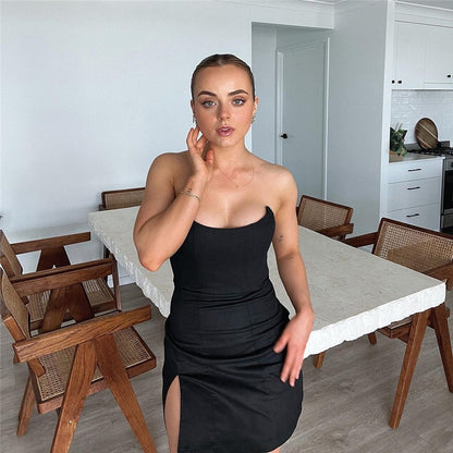 Sexy Off The Shoulder Strapless Mini Black Dresses