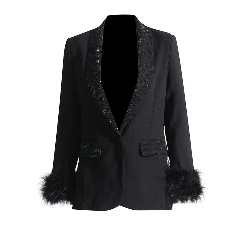 Luxury Designed Feather Blazer Coat for Women
