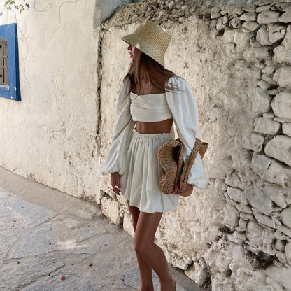 Sexy Summer Strapless Tops and Skirts Suits