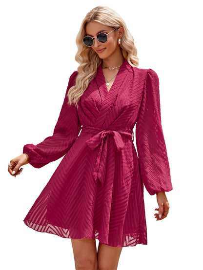 Fashion V Neck Long Sleeves Short Dresses