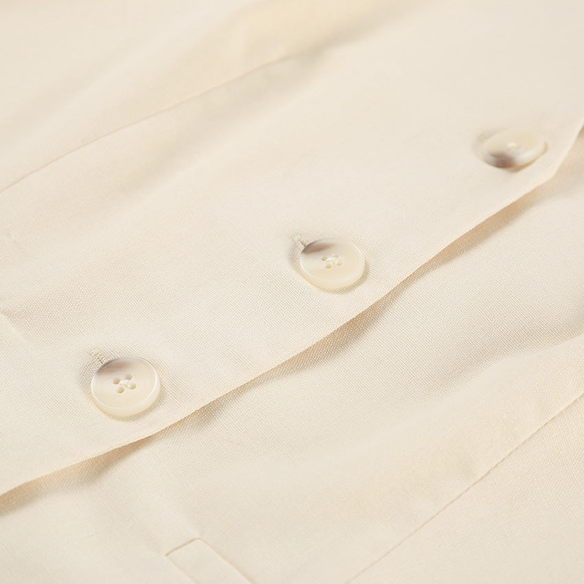 Ivory Cotton Linen Sleeveless Vest and Shorts Suits