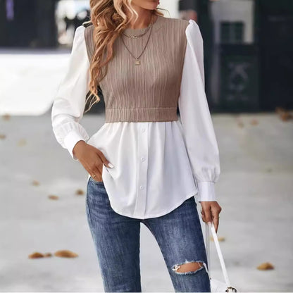 Casual Round Neck Women Blouses Shirts