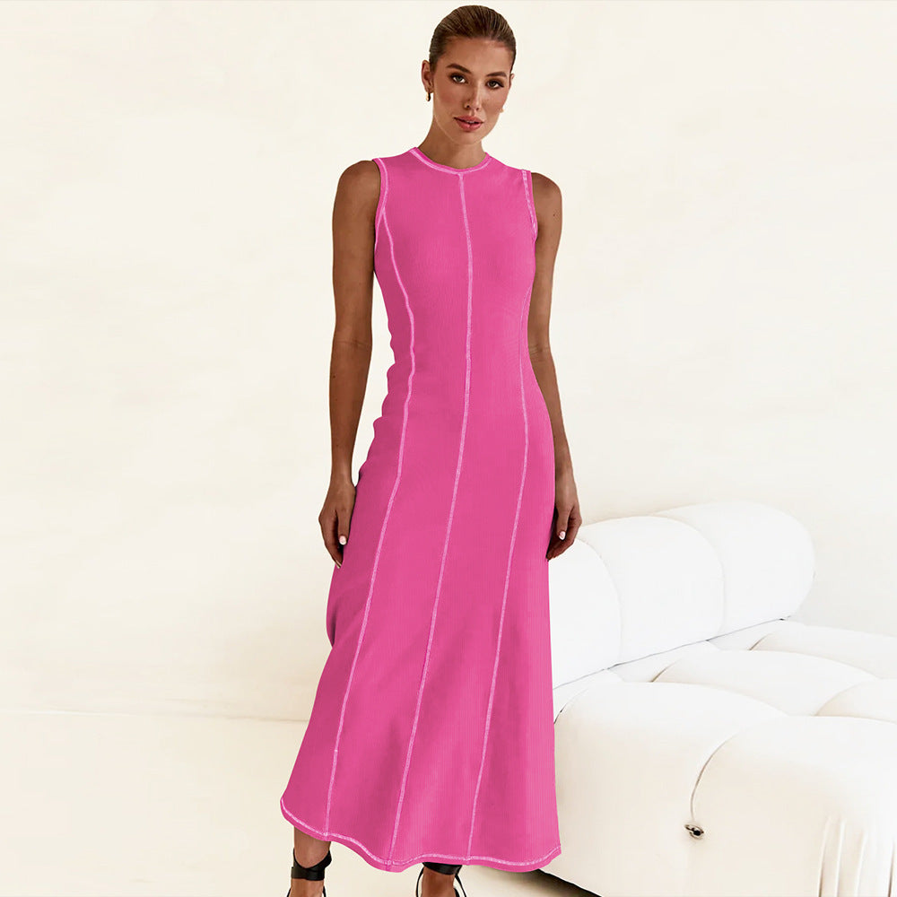 Designed Vintage Knitted Sleeveless Long Dresses
