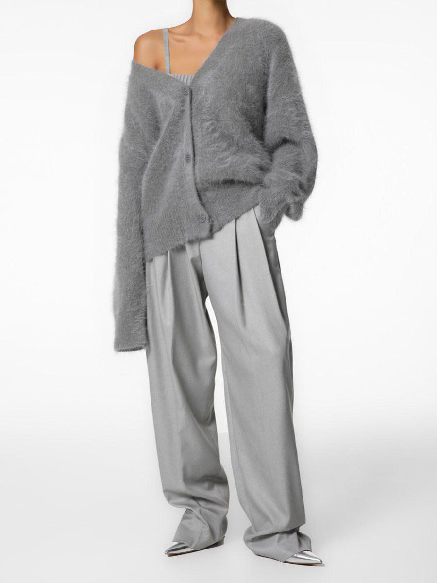 Casual V Neck Long Sleeves Knitted Sweaters