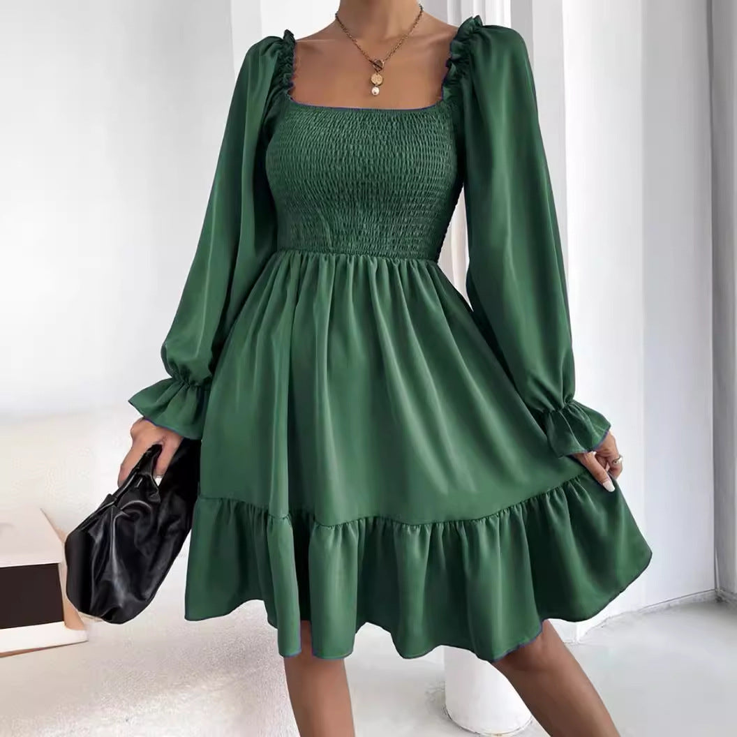 Casual Square Neckline High Waist Women Dresses