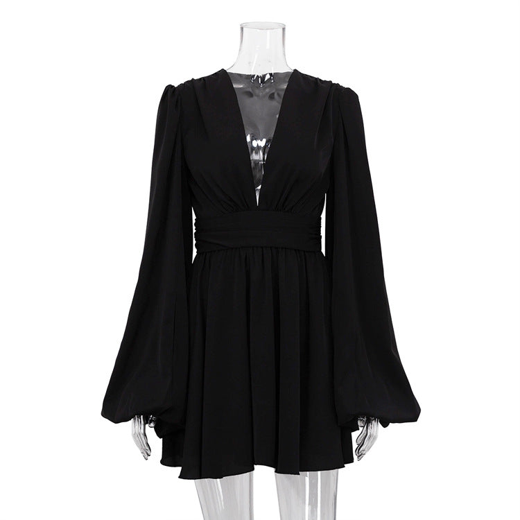 Sexy High Waist Deep V Neck Short Mini Dresses
