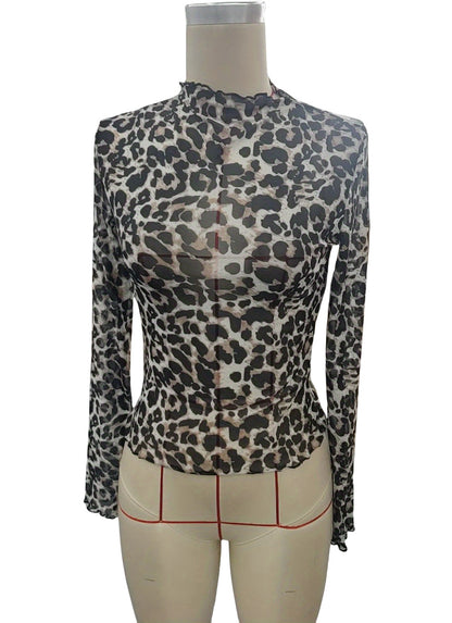 Sexy Net Sheath Long Sleeves T Shirts