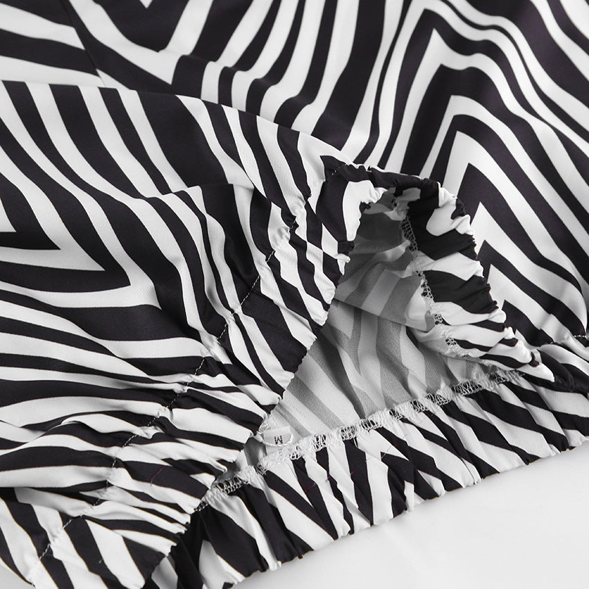 Fashion Black & White Stripes Two Pieces Suits for Women