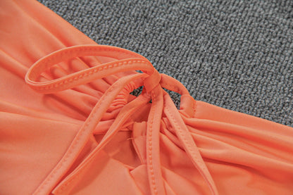 Sexy Ruffled Orange Sheath Mini Dresses