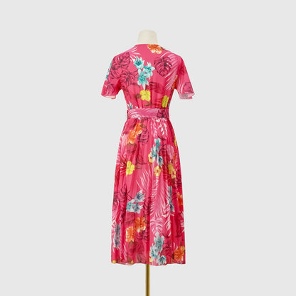 Summer Floral Print Short Sleeves Midi Dresses