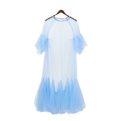 Designed See Through Net Vacation Long Dresses