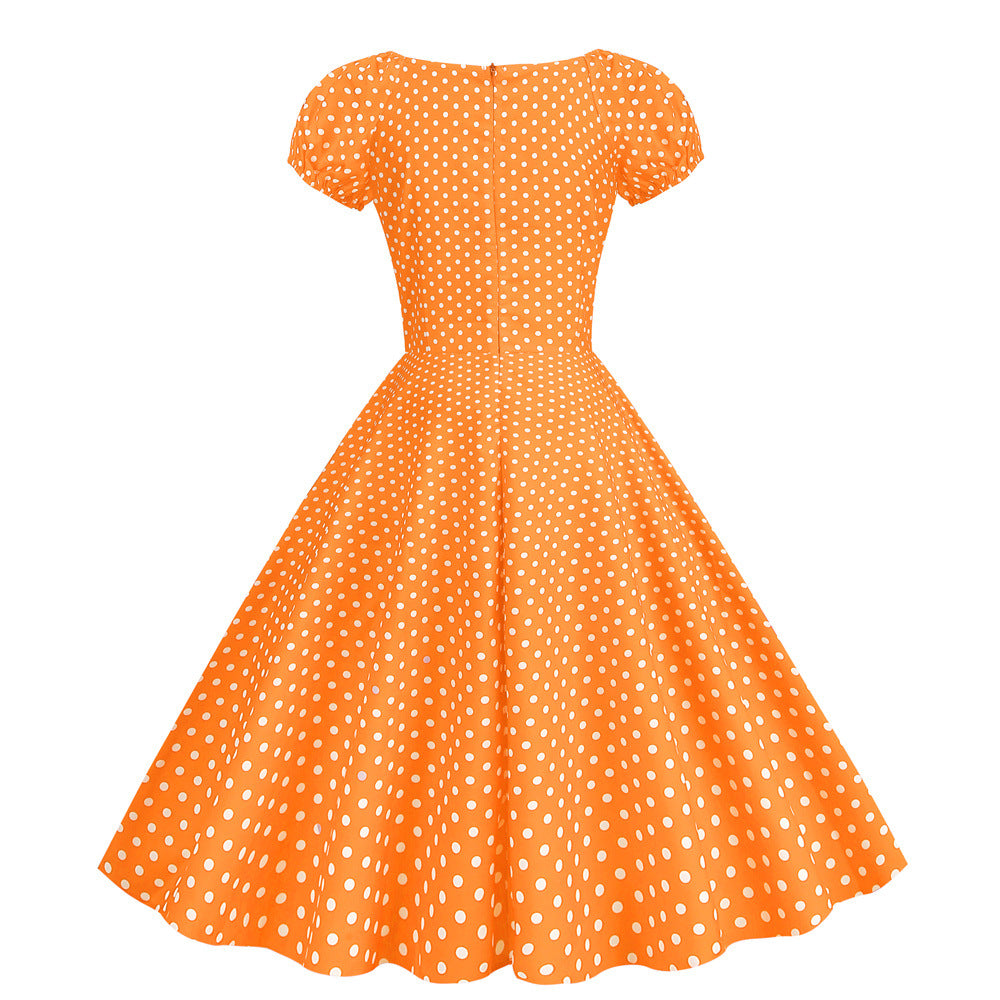 Vintage V Neck Summer Short Sleeves Dresses