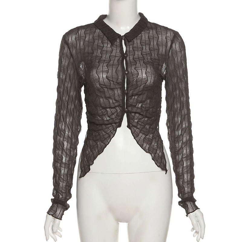 Fashion Midriff Baring Long Sleeves Shirts