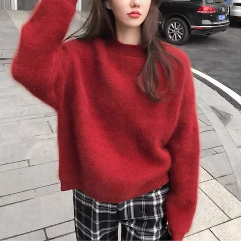 Merry Christmas Faux Mink Velvet Knitted Pullover Sweaters